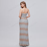 Silver Ombre Maxi Formal Prom Evening Dress EN5203
